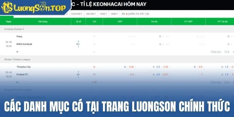 Các danh mục có tại trang Luongson chính thức