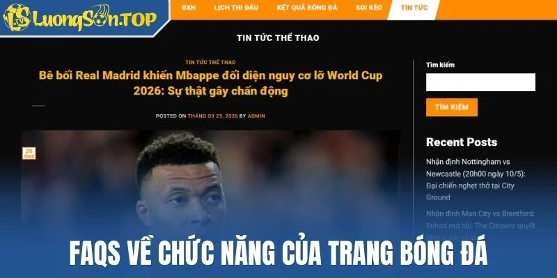 FAQs về chức năng của trang bóng đá