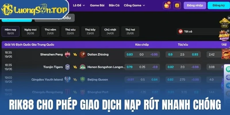Rik88 cho phép giao dịch nạp rút nhanh chóng