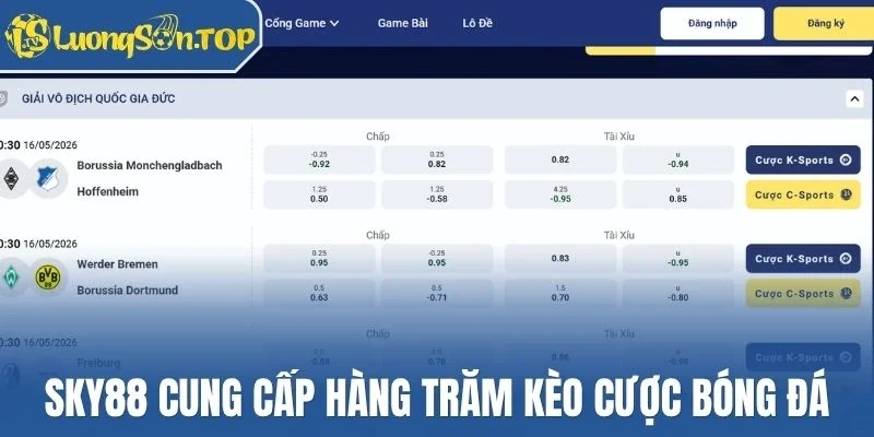 Sky88 cung cấp hàng trăm kèo cược bóng đá