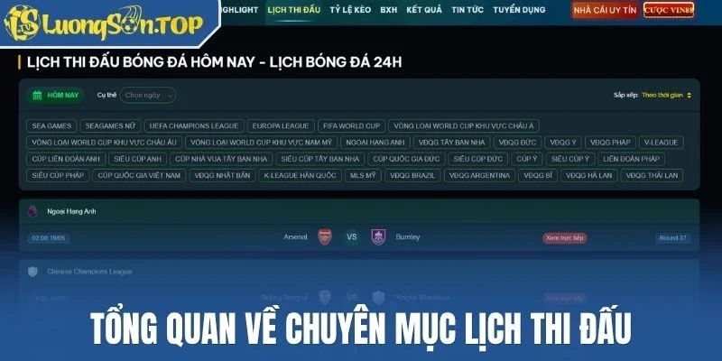 Tổng quan về chuyên mục lịch thi đấu