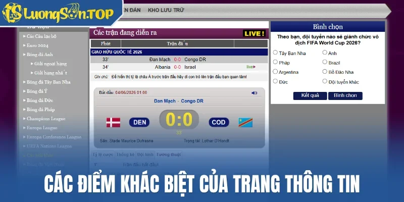 Các điểm khác biệt của trang thông tin