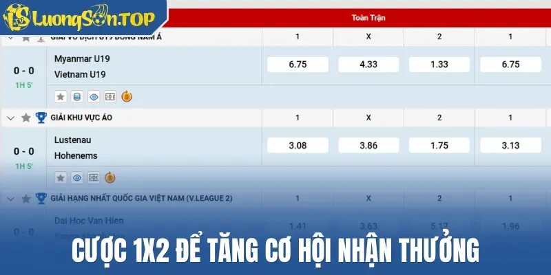 Cược 1x2 để tăng cơ hội nhận thưởng