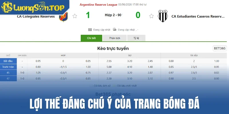 Lợi thế đáng chú ý của trang bóng đá