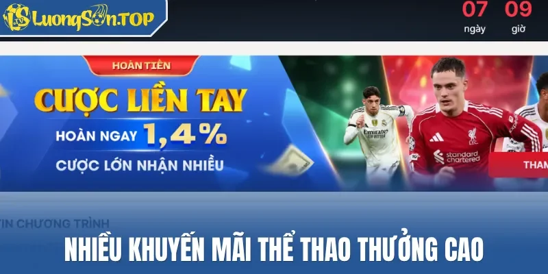 Nhiều khuyến mãi thể thao thưởng cao