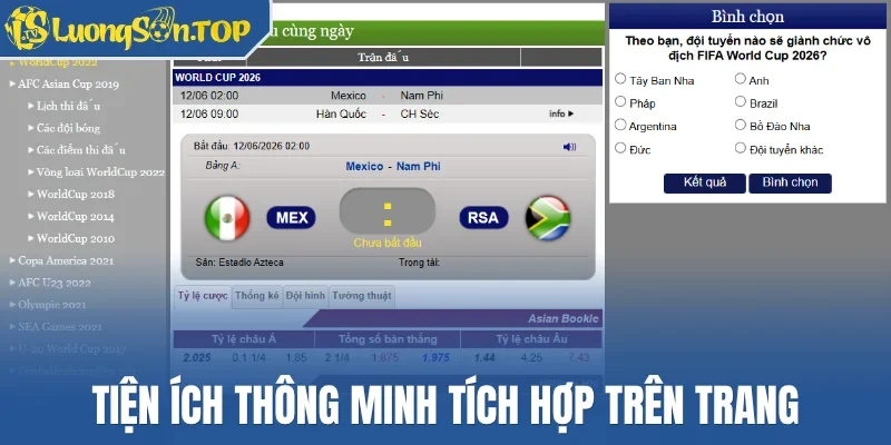 Tiện ích thông minh tích hợp trên trang