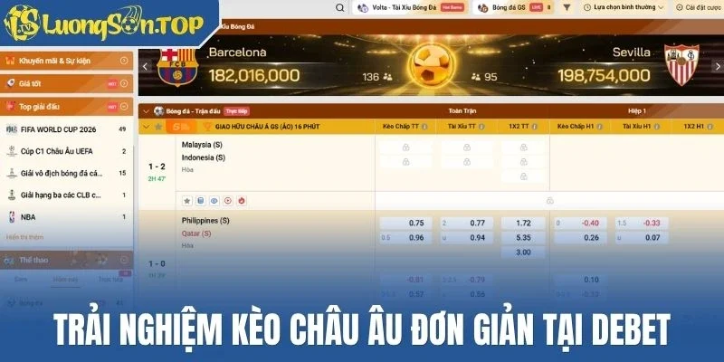 Trải nghiệm kèo châu Âu đơn giản tại Debet