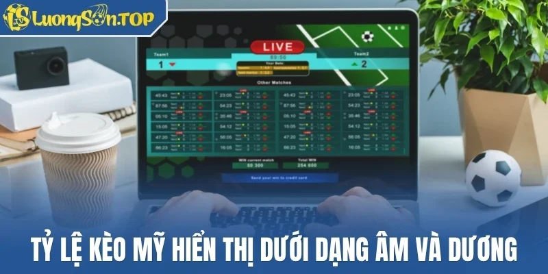 Tỷ lệ kèo Mỹ hiển thị dưới dạng âm và dương