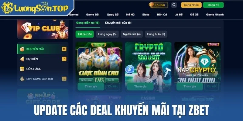 Update các deal khuyến mãi tại Zbet