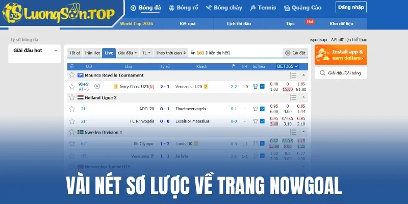 Vài nét sơ lược về trang Nowgoal