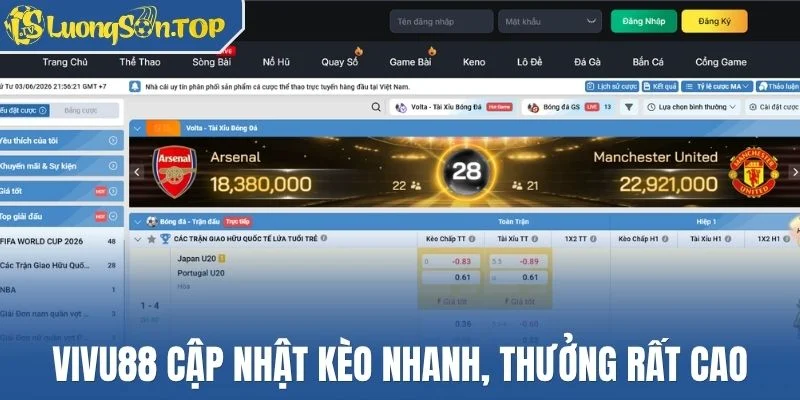 Vivu88 cập nhật kèo nhanh, thưởng rất cao